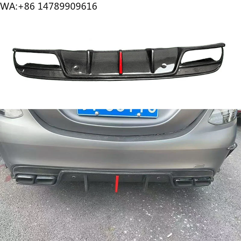 High-end Custom Body Kit For Old-to-New ConversionW205 C63 OTM Style High Quality Carbon Fiber Rear Diffuser With Light For C