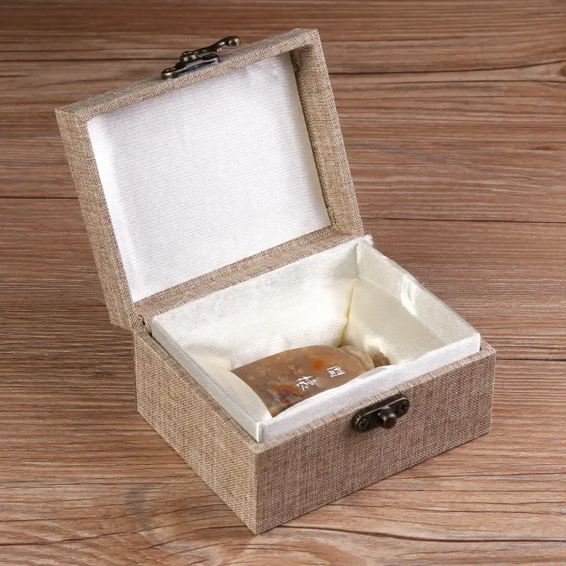Chinese Calligraphy Painting Stamp Gift Box Linen Gift Jewelry Stamp Storage Box Private Name Seal Collection Storage Boxes