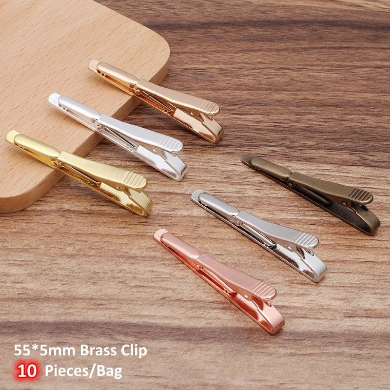 BoYuTe (10 Pieces/Lot) 55*5mm Plain Tie Clip Base Brass Material Classic Men\'s Tie Clips Accessories