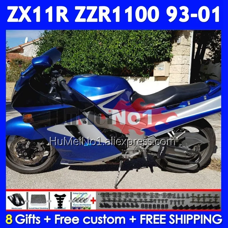 ZZR1100 For KAWASAKI NINJA ZX 11R ZX11 R 93 94 95 96 97 223No.149 ZX-11R ZX11R ZZR 1100 1998 1999 2000 2001 Silver Blue Fairing