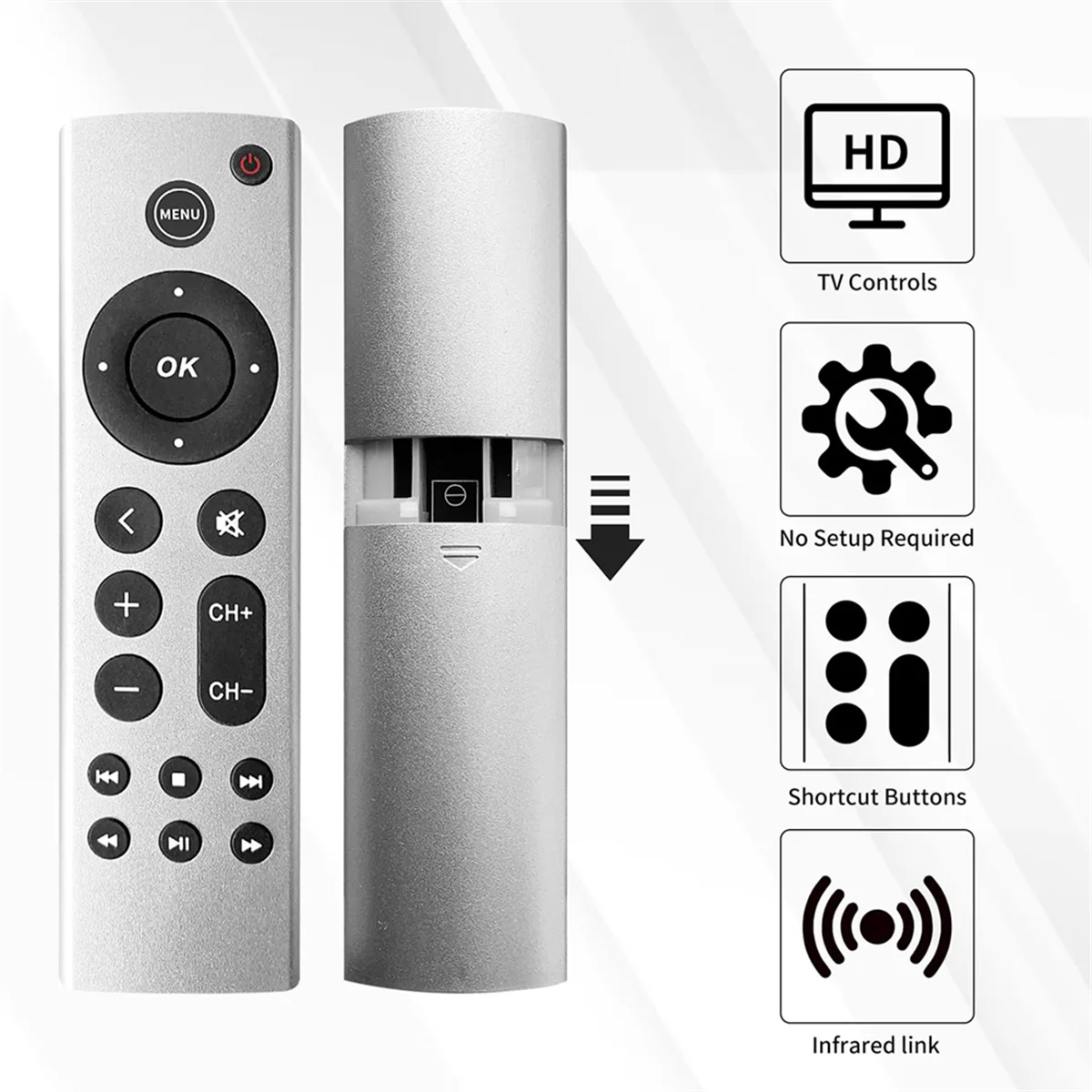 N-A12R Universal Remote Control Replacement for Apple TV 4K, Apple TV Box (2Nd 3Rd 4Th Gen), Apple TV HD A2843 A2737 A2169 - view 3