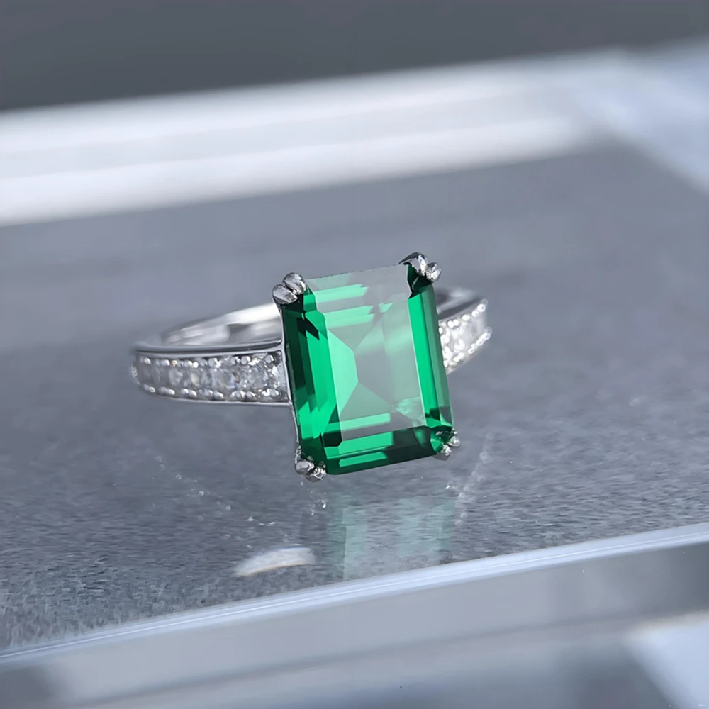 وونغ المطر الكلاسيكية 925 فضة 8*10 ملليمتر روبي الزمرد عالية الكربون الماس الأحجار الكريمة خواتم الخطبة للنساء غرامة مجوهرات هدية