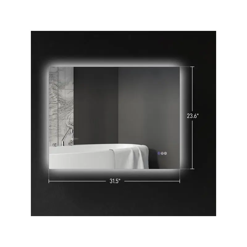 مرآة حمام - مثبتة على الحائط، تصميم حديث، مضادة للضباب، مضاءة LED، قابلة للتعديل، مثالية للديكور المنزلي، سهلة التركيب #2