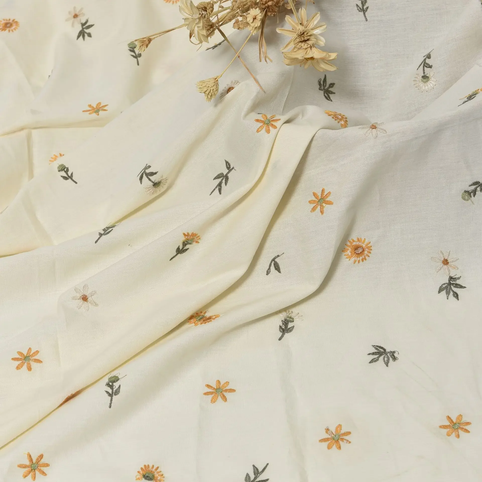 High Quality Pure Cotton Poplin Embroidered Fabric, For Women's Dress Shirt Clothing Home Decoration Handmade Diy Material image 3
