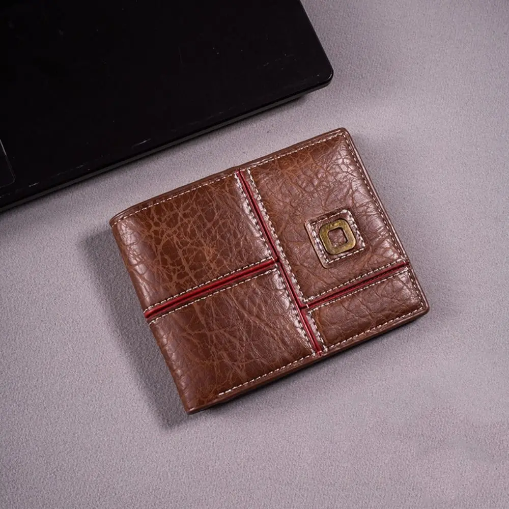 Cartera corta clásica a la moda para hombre, tarjetero de cuero Pu para negocios, carteras plegables informales de Color sólido para hombre, regalo