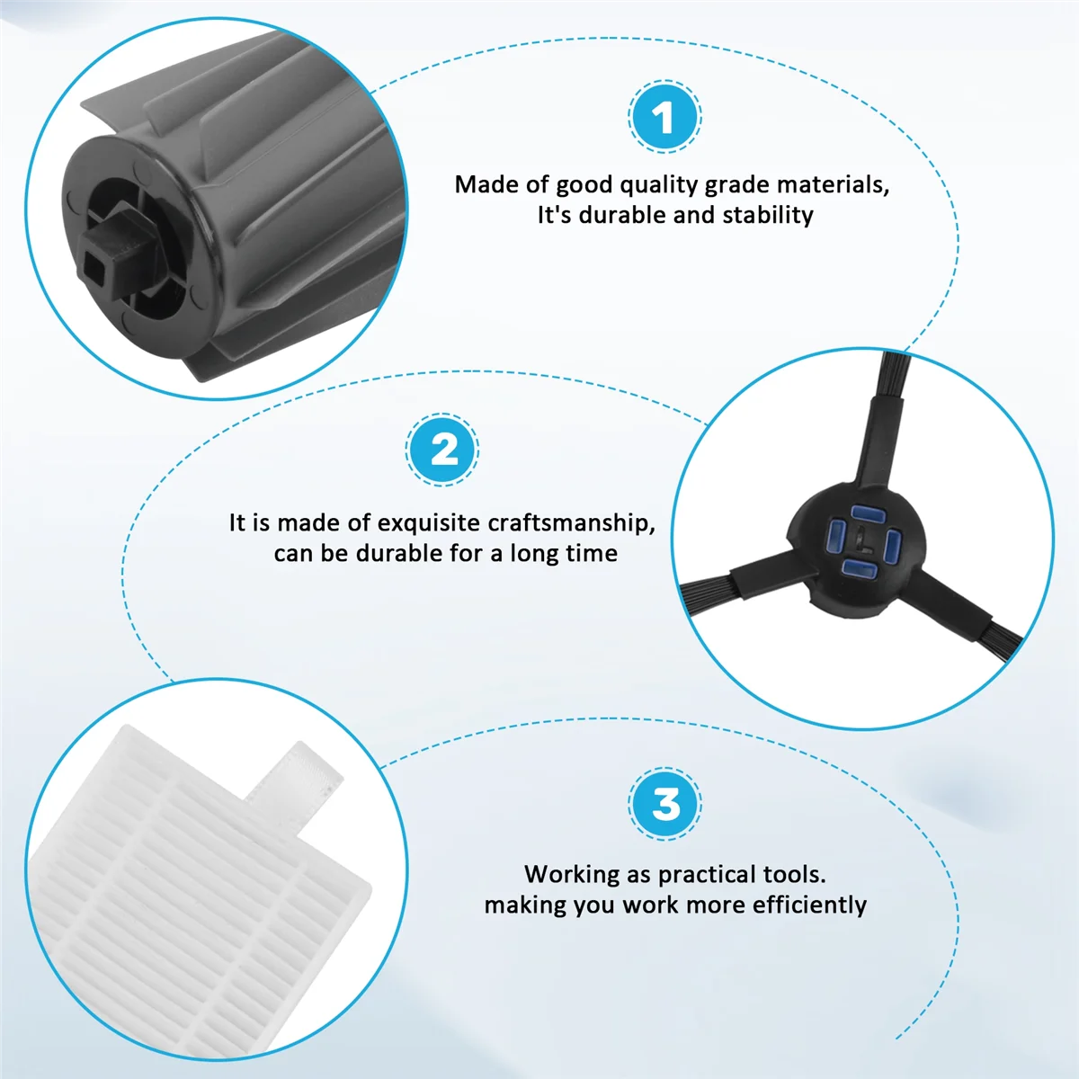 

HOT!Roller Side Brush Filter for ILIFE T20s Robot Vacuum Vacuum Cleaner Replacement Spare Parts