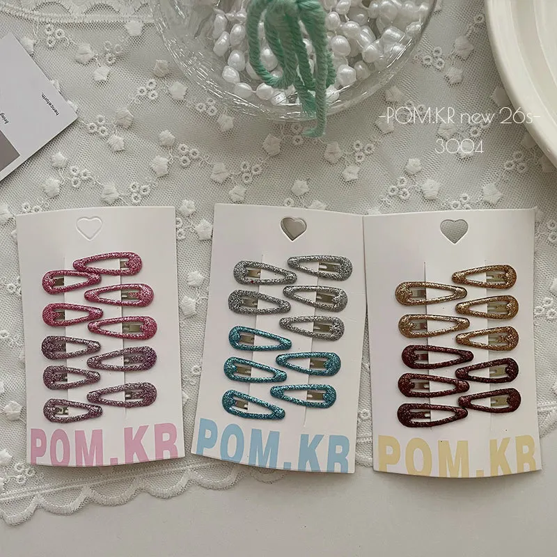 10pc Glitter Metal Mini Hairpins Set for Baby Girls Kids Snap Hair Clips BB Pins Barrettes Basic Drop Clip Children's Headwear