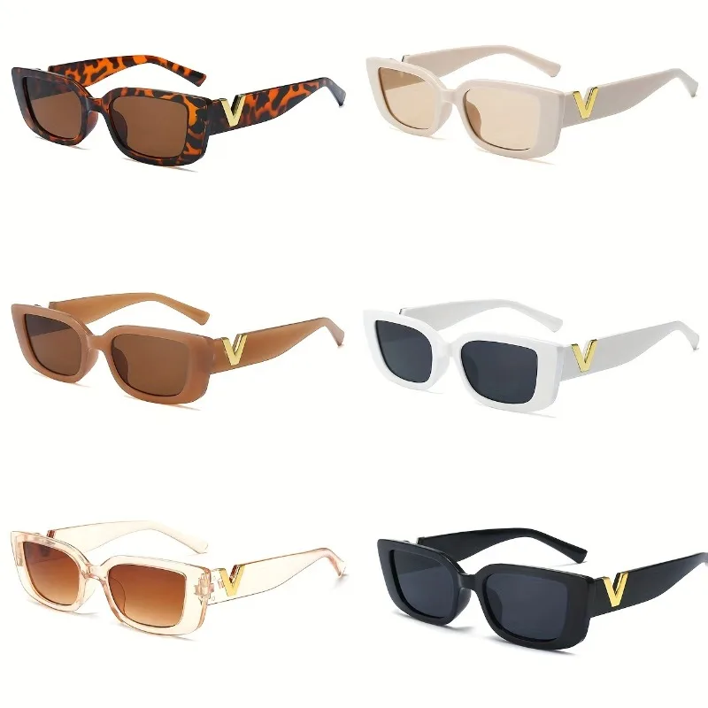 

6 шт., женские модные очки «кошачий глаз», комбинированный комплект, хип-хоп, трендовые модные V-образные декоративные очки, женские очки в прямоугольной оправе