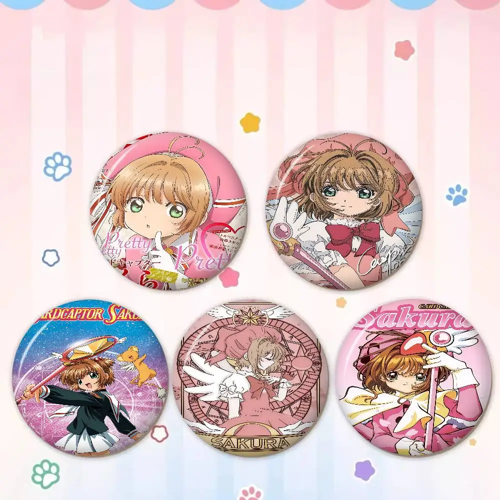 C-CardcaptorS S-Sakura 58mm Cute Series Pins Funny Badge Interesting Cartoon Animals Brooches Backpack Clothes Gift Accessory
