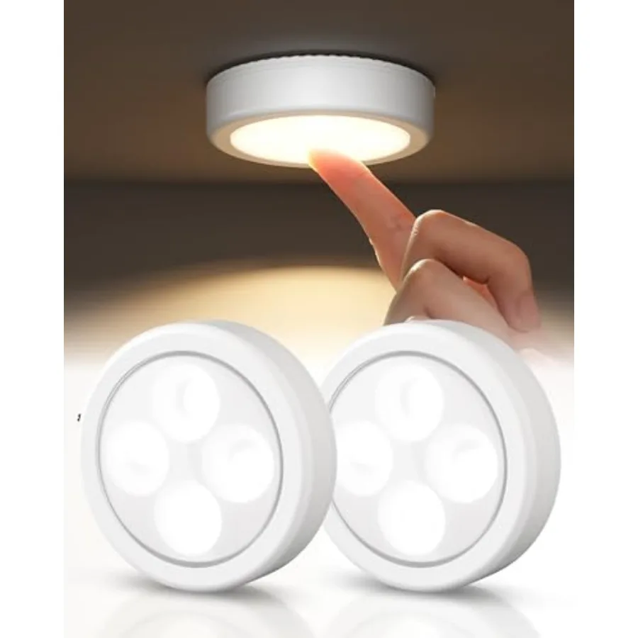 

LED Puck Lights, Rechargeable Battery Touch Light, 2.5'' Mini Tap Lights, Wireless Closet Light, Under Cabinet Lighting, 3 Colo