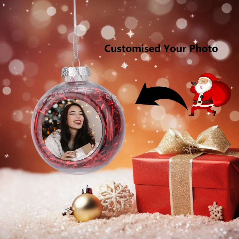 Personalised Christmas bauble with hanging ring customised picture decoration ball for Halloween Christmas New Year  DIY picture