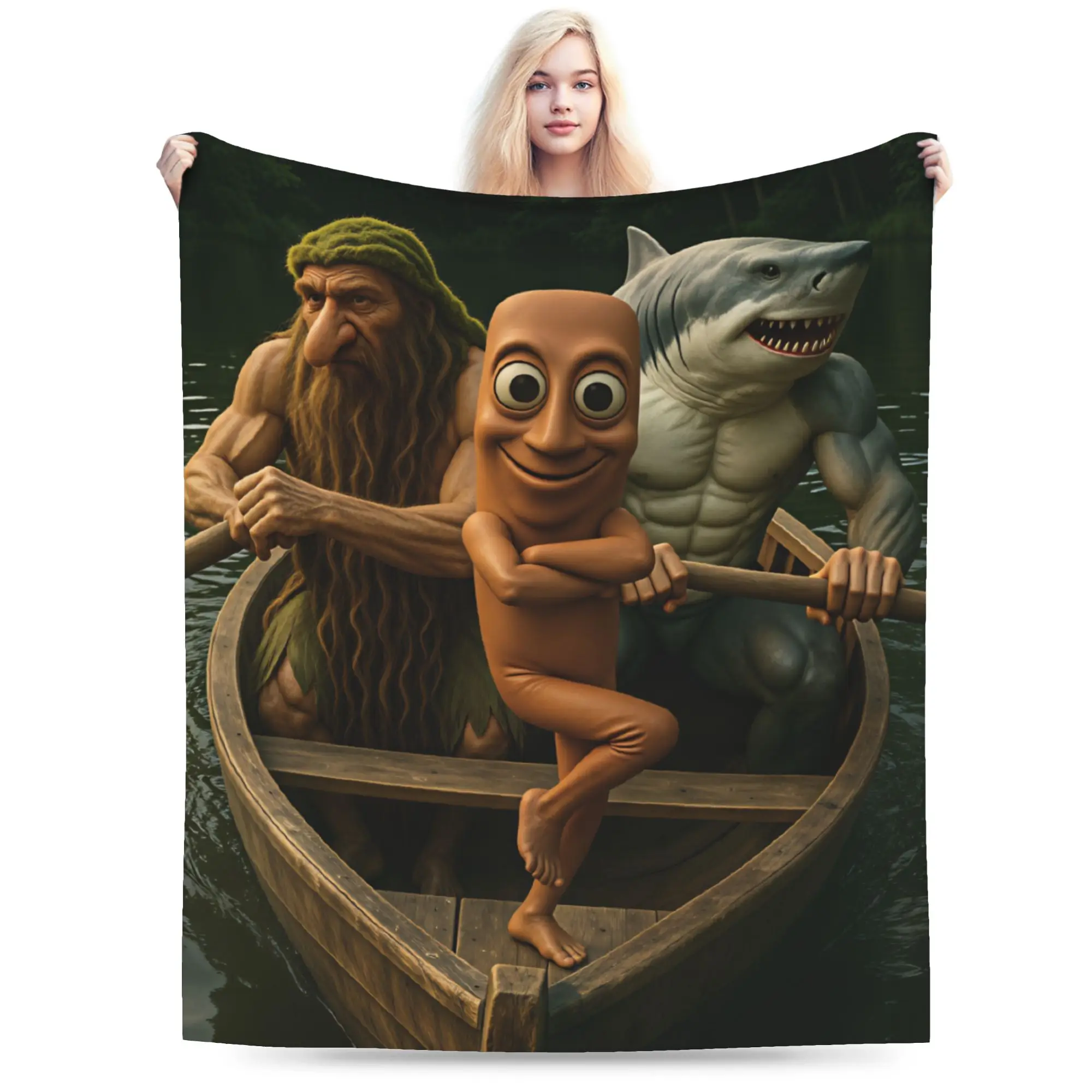 Tung Tung Sahur Boat Adventure Crew With Monster Blanket Winter Warm Soft Throw Blanket For Adults Couch Chair Flannel Bedspread