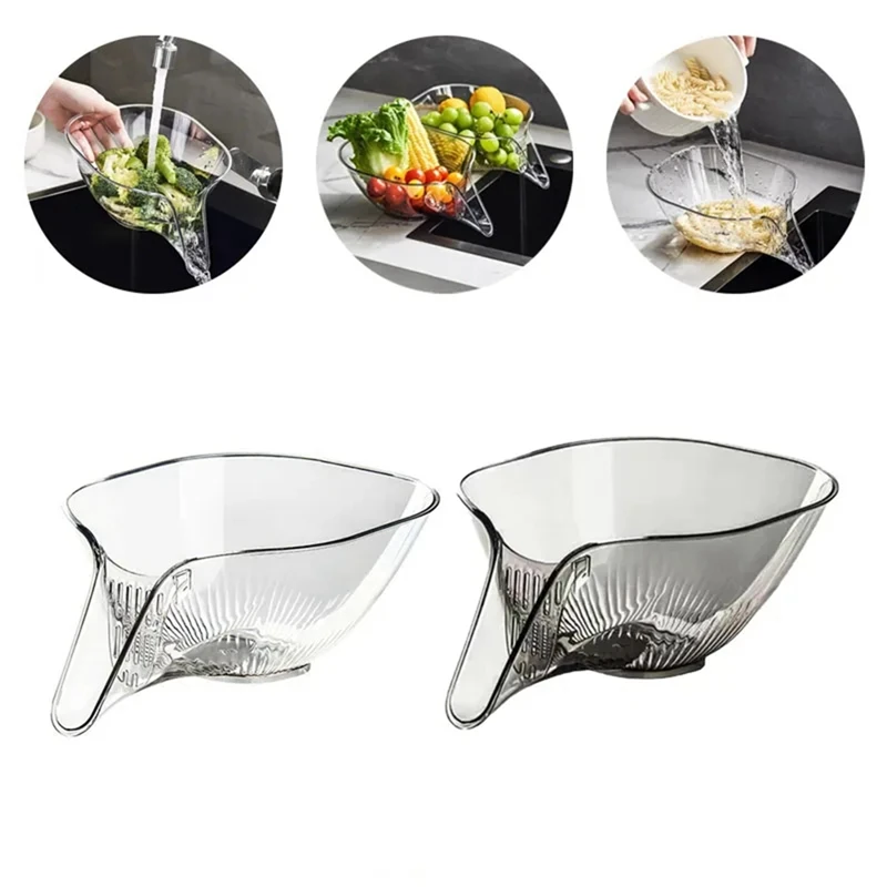 4PCS Drain Basket Kitchen Sink Drain Strainer For Fruits Vegetables Dry And Wet Separation Water Dish Basin