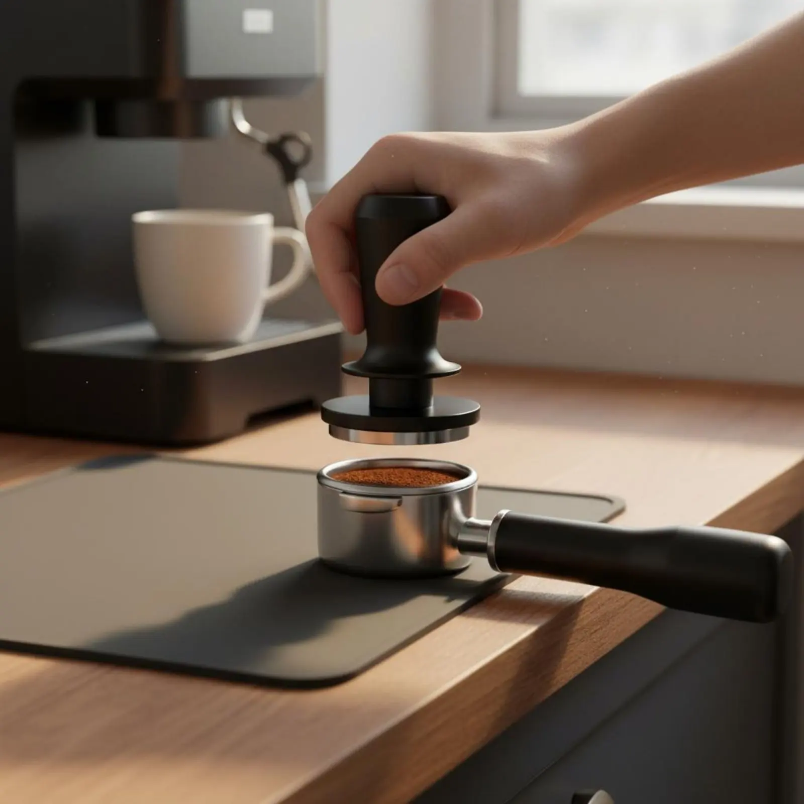 Force Coffee Tamper Consistent Extraction Force Tamper Anti Pressure Deflection Refined Handle for Home Cafe