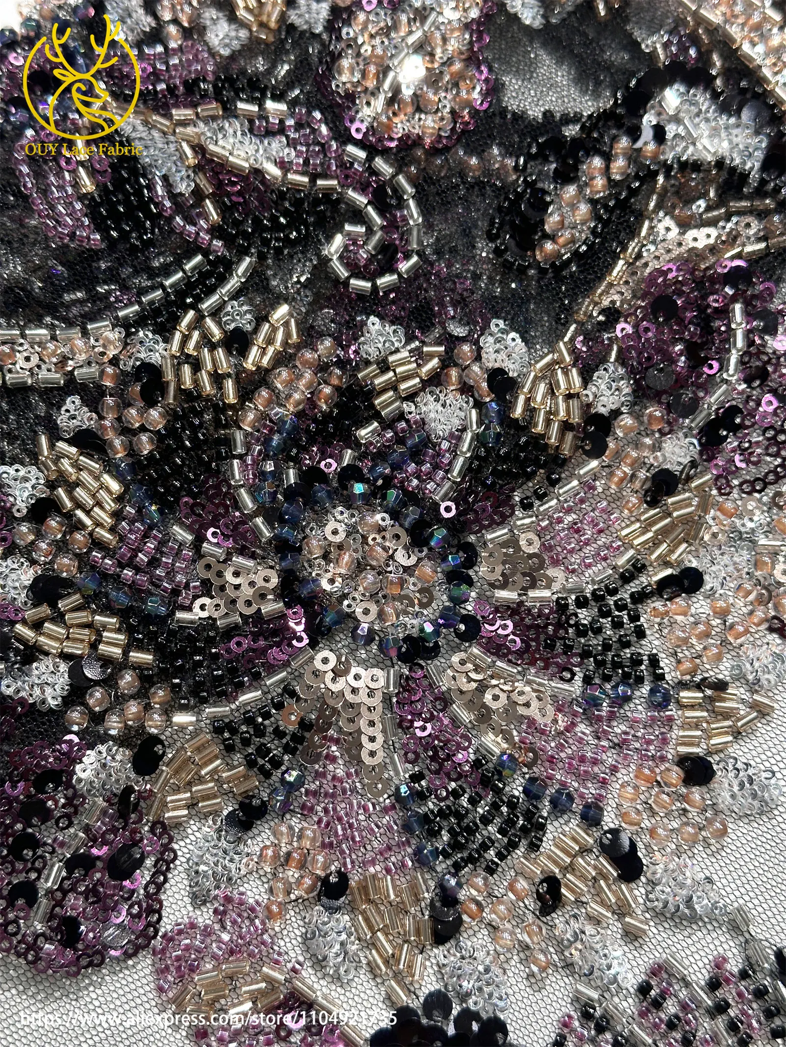2026 Luxuriöser Afrikanischer Perlen-Spitzenstoff 5 Yards Hochwertiger Französischer Nigerianischer Netz-Pailletten-Spitzenstoff für Party- und Hochzeitskleider – Detail 23