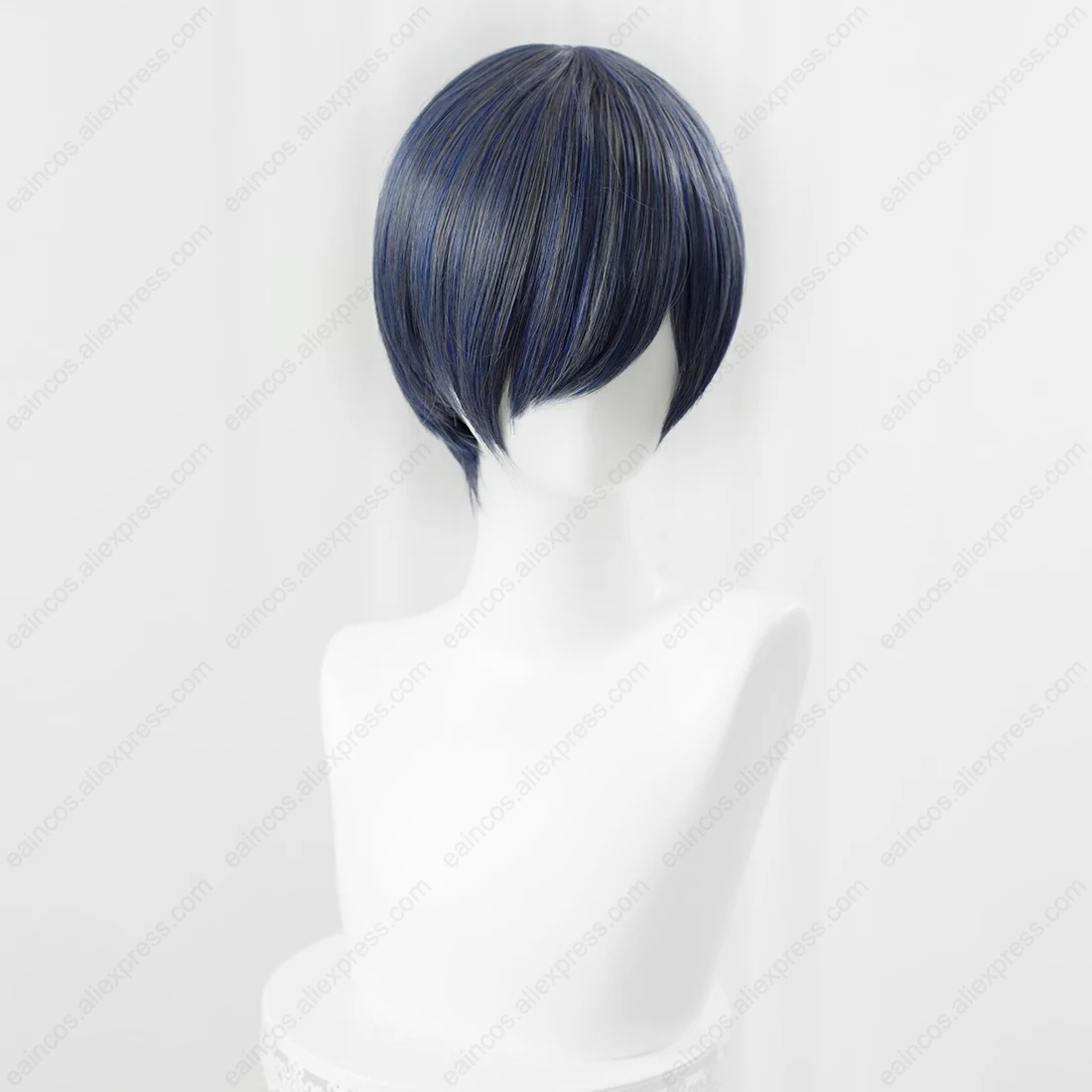 Anime Ciel Phantomhive Cosplay Pruik 30Cm Kort Blauw Grijs Gemengde Kleur Pruiken Hittebestendige Synthetische Pruik