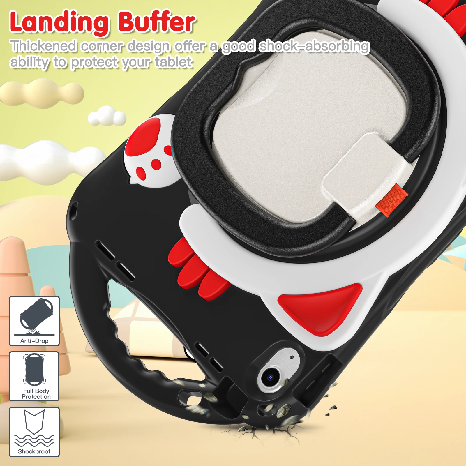 Rotationsständer-Tablet-Hülle für iPad Pro 11, Air 4, 5, 6, 7, 8, 9, 10. Generation, Mini-Katzen-Stil, stoßfester Griff, harte Abdeckung