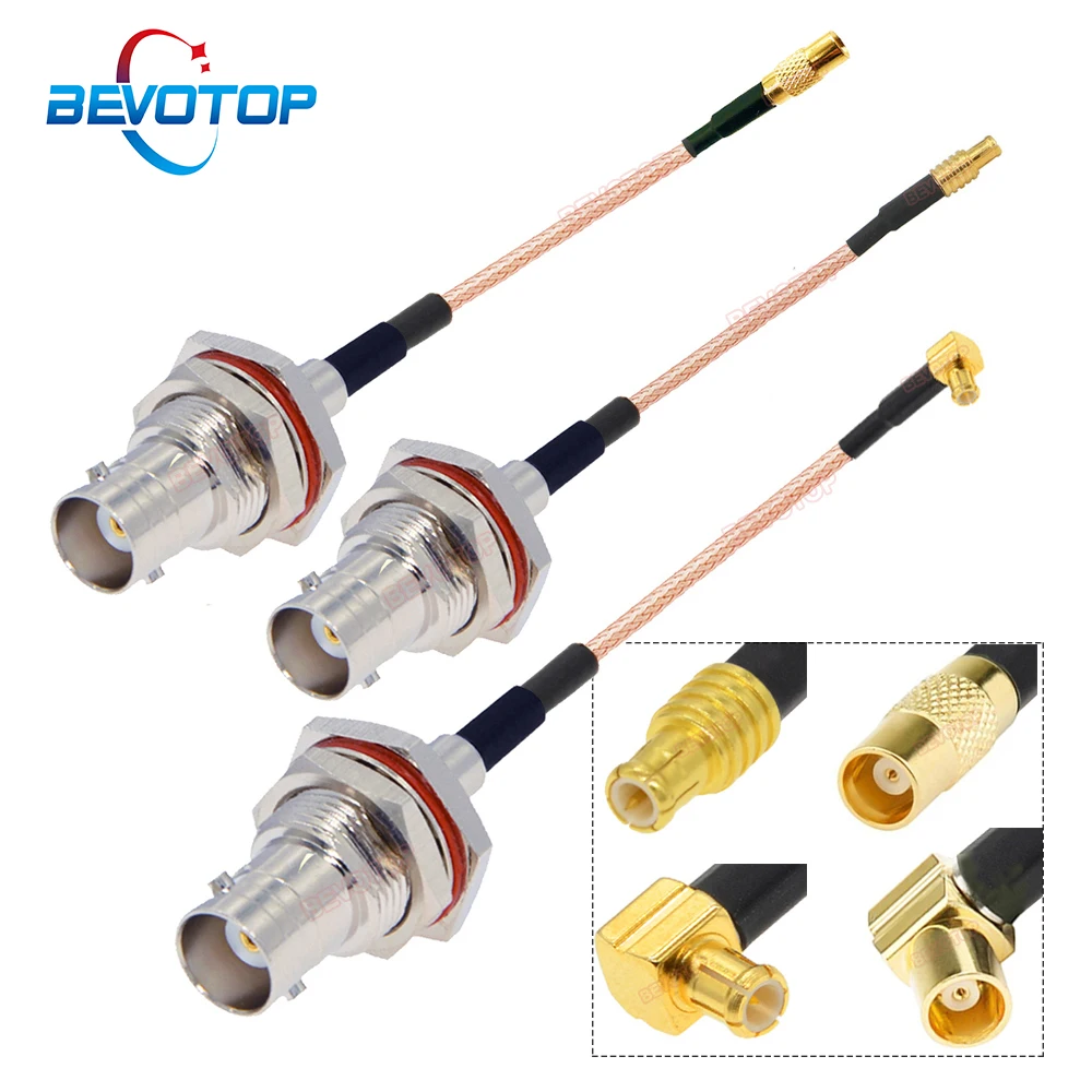 BEVOTOP BNC to MCX Cable Waterproof BNC Female Nut Bulkhead to MCX Male / Female 90°/180° RG316 Pigtai 50 ohm RF Coaxial Jumper