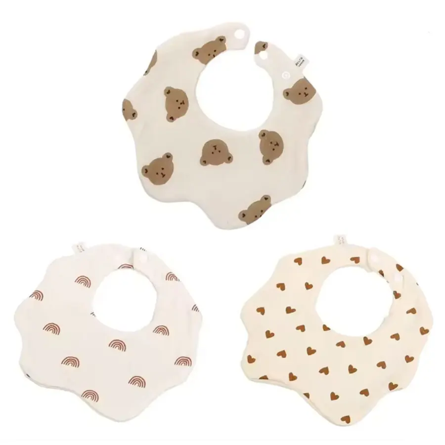 

3pcs Newborn All Cotton Cloth Drool Bib Baby Bib Baby Bib Absorbent Pure Cotton Drool Bib A-class Breathable Waterproof Bib