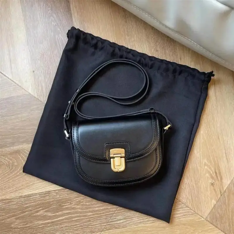 Celebrities with the same bag  Cowhide Canvas Saddle Bag Han SuXi the Same Colorful Single Shoulder Diagonal Cross-body Bag