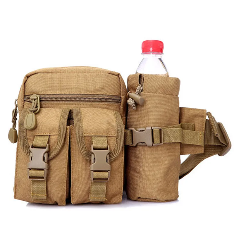 

New Outdoor Waist Bag Men Tactical Water Bottle Waterproof Molle Camouflage Hunting Hiking Climbing Nylon Mobile Phone Belt Pack