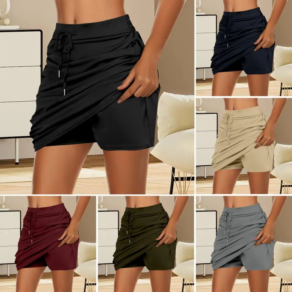 

Tennis Skirt with Shorts Women's High Waist Athletic Skort with Shorts for Golf Tennis Solid Color Wide Waistband for Wear