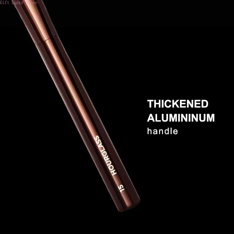 Brosse à Blush sablier No.15, brosse de maquillage pour Contour des points coudés avec cheveux synthétiques doux, manche en métal