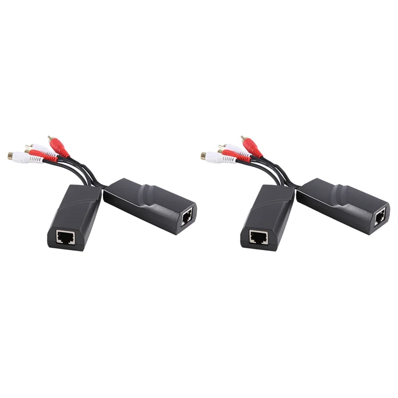 A72T 2 Pair RCA Audio Network Cable Extender Twisted Pair Transmitter RCA Interface 2-Way Audio Extender RJ45 To RCA Extender