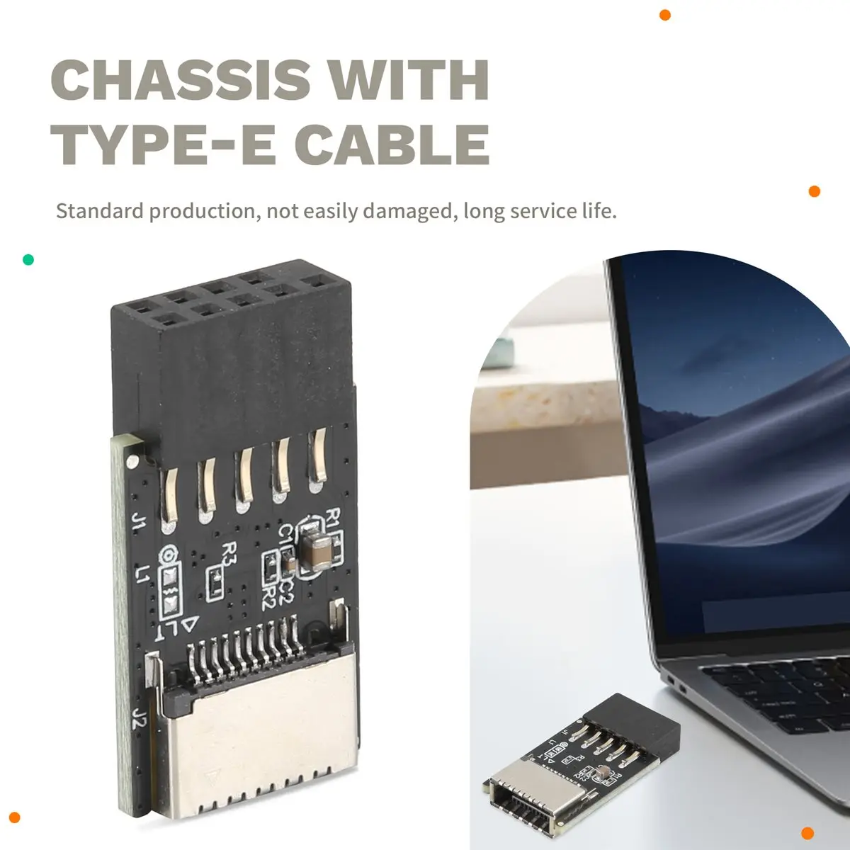 #28Q Motherboard expansion card,Motherboard USB2.0 9Pin to TYPE-C A-KEY Front Connector Converter (Black & Silver)