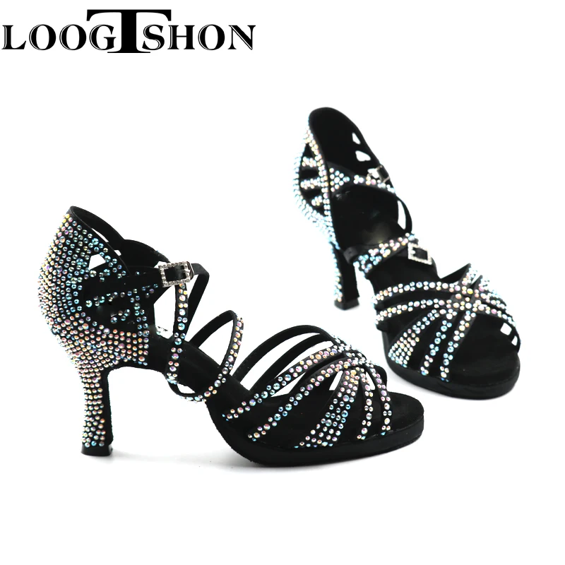 LOOGTSHON heel shoe For Women Salsa Dance Shoes Woman Sandals With Platform Silver Dance Shoes Rhinestone Indoor performance