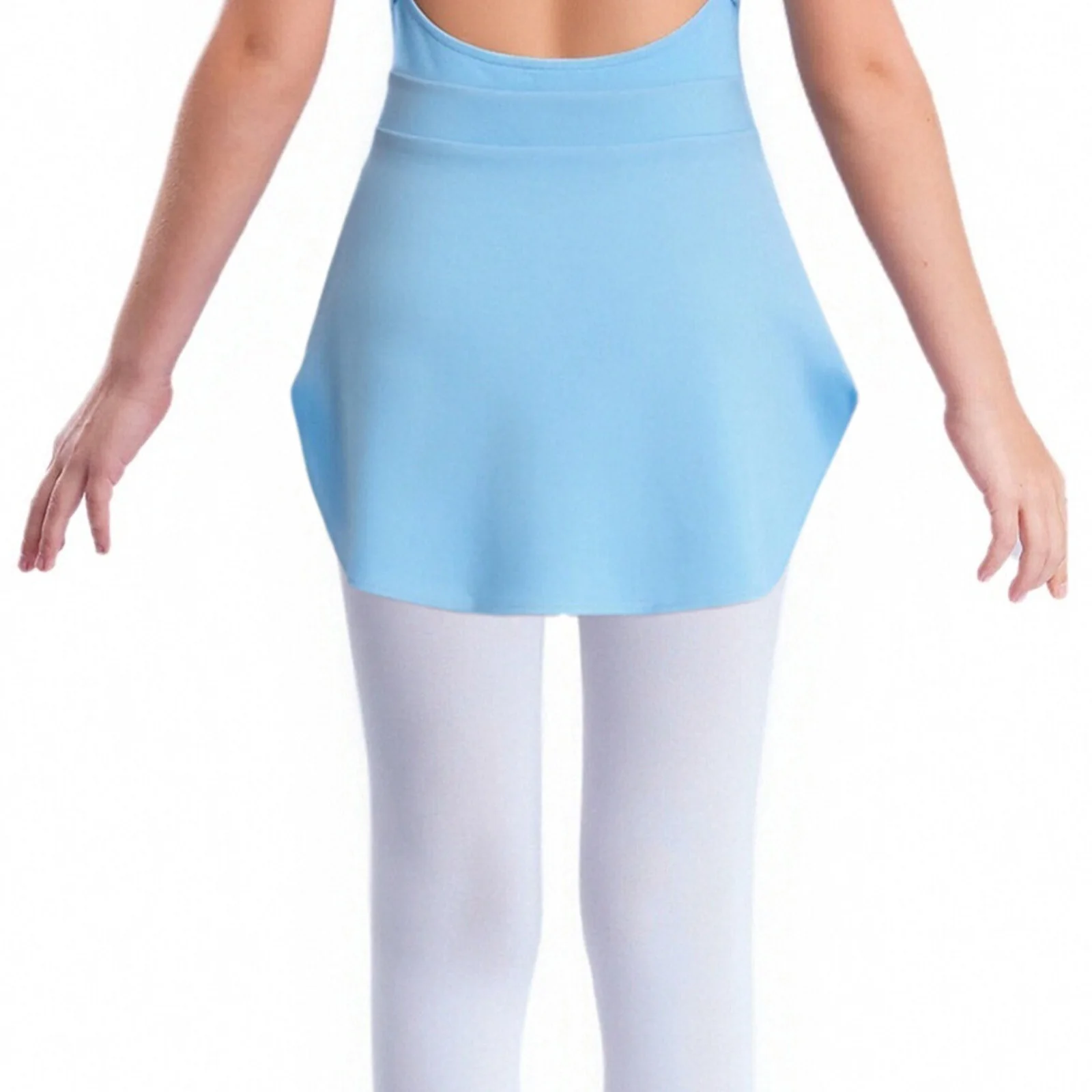 تنورة رقص باليه للأطفال البنات بفتحة جانبية بلون سادة وحزام خصر مطاطي لرقص الباليه الغنائي وتدريبات الإحماء #2