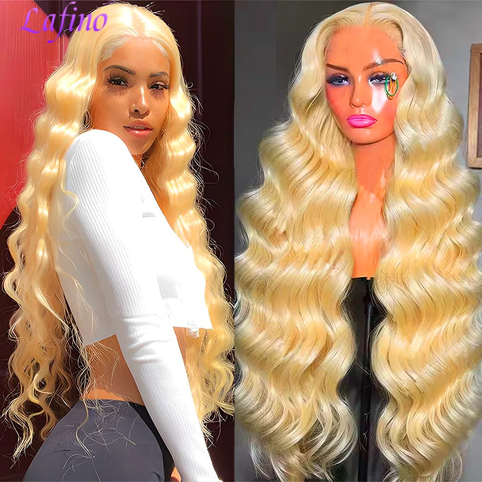 Rubio 613 HD peluca Frontal de encaje 13x6 onda del cuerpo HD peluca Frontal de encaje 613 pelucas de cabello humano de colores 30 pulgadas de largo peluca profunda suelta rubia