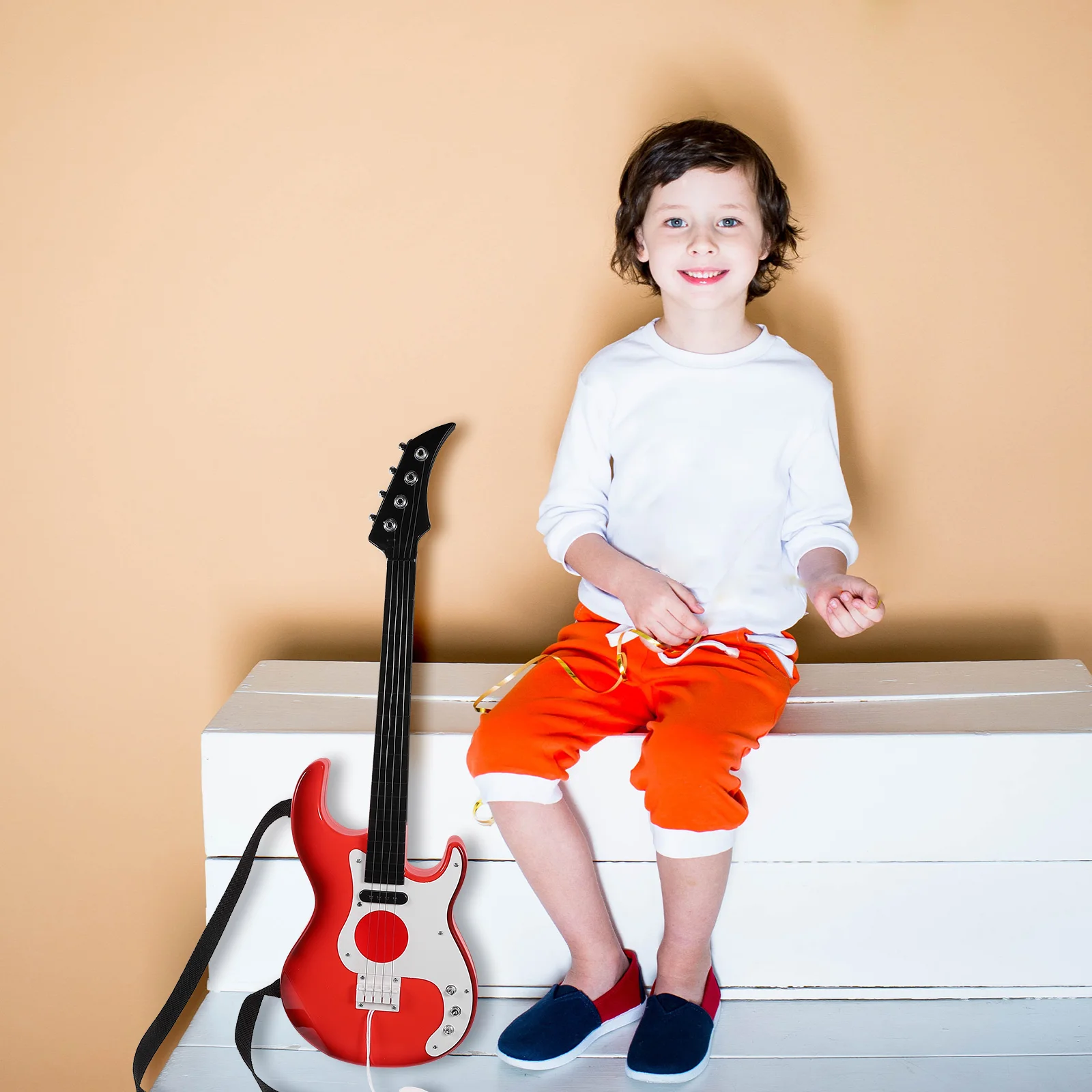 Kindergitaar Speelgoedinstrument Ukelele Muzikaal Kinderen Realistisch beeldje Bas Elektrisch De snaren Peuter