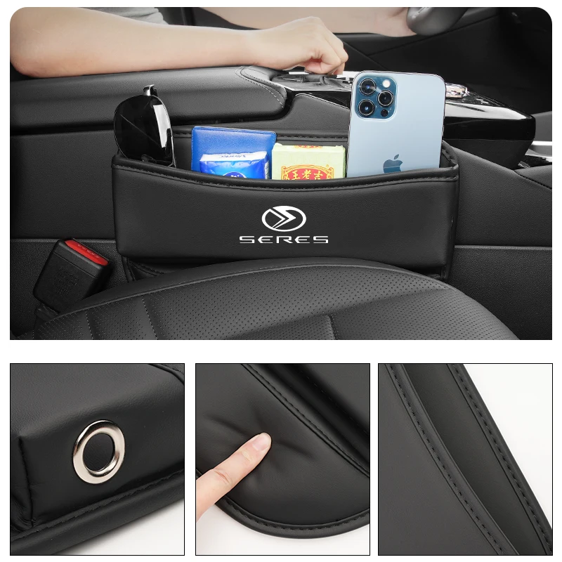 Leather Car Seat Seam Storage Box For Dongfeng Seres Aito M5 EV M7 M9 DFM 3 A5 SF3 SF5 ix3 Vehicles Interior Stowing Accessories