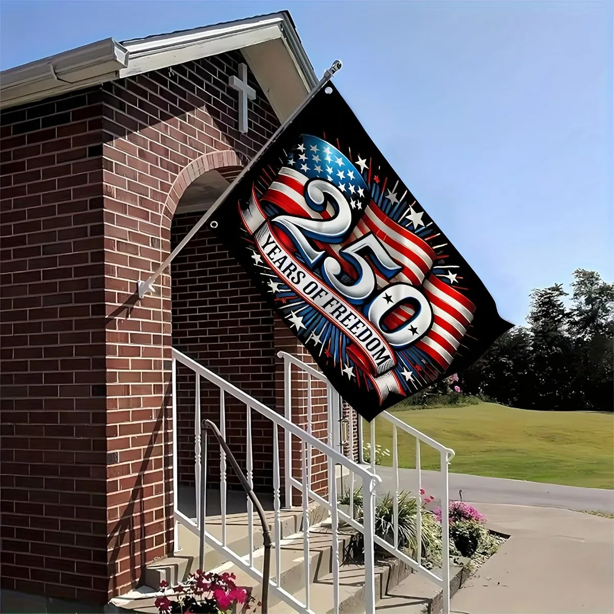 250 Years of Freedom USA Bicentennial Flag Premium Polyester Garden Home Patriotic Display