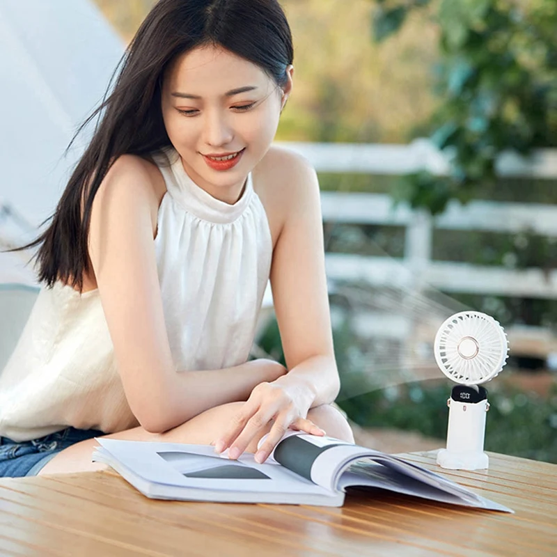 TOP Portable Hand-Held Fan Office Desktop Multifunctional Folding Double-Headed Small Fan With A Neck Lanyard