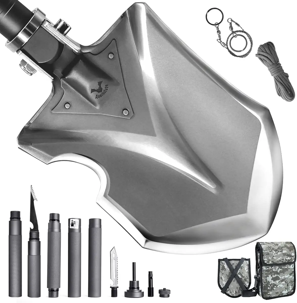 Tactical Shovel Survival Multitool 15 in 1 Compact Camping Digging Shovel Folding High Carbon Steel Shovel