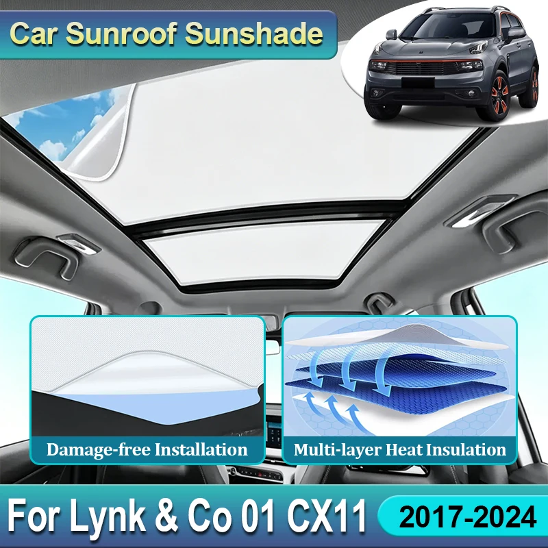 

Sun Visor For Lynk & Co 01 2023 CX11 2017~2024 Car Roof Sunshade Electrostatic Adsorption Heat Insulation Sunroof Cover Anti UV