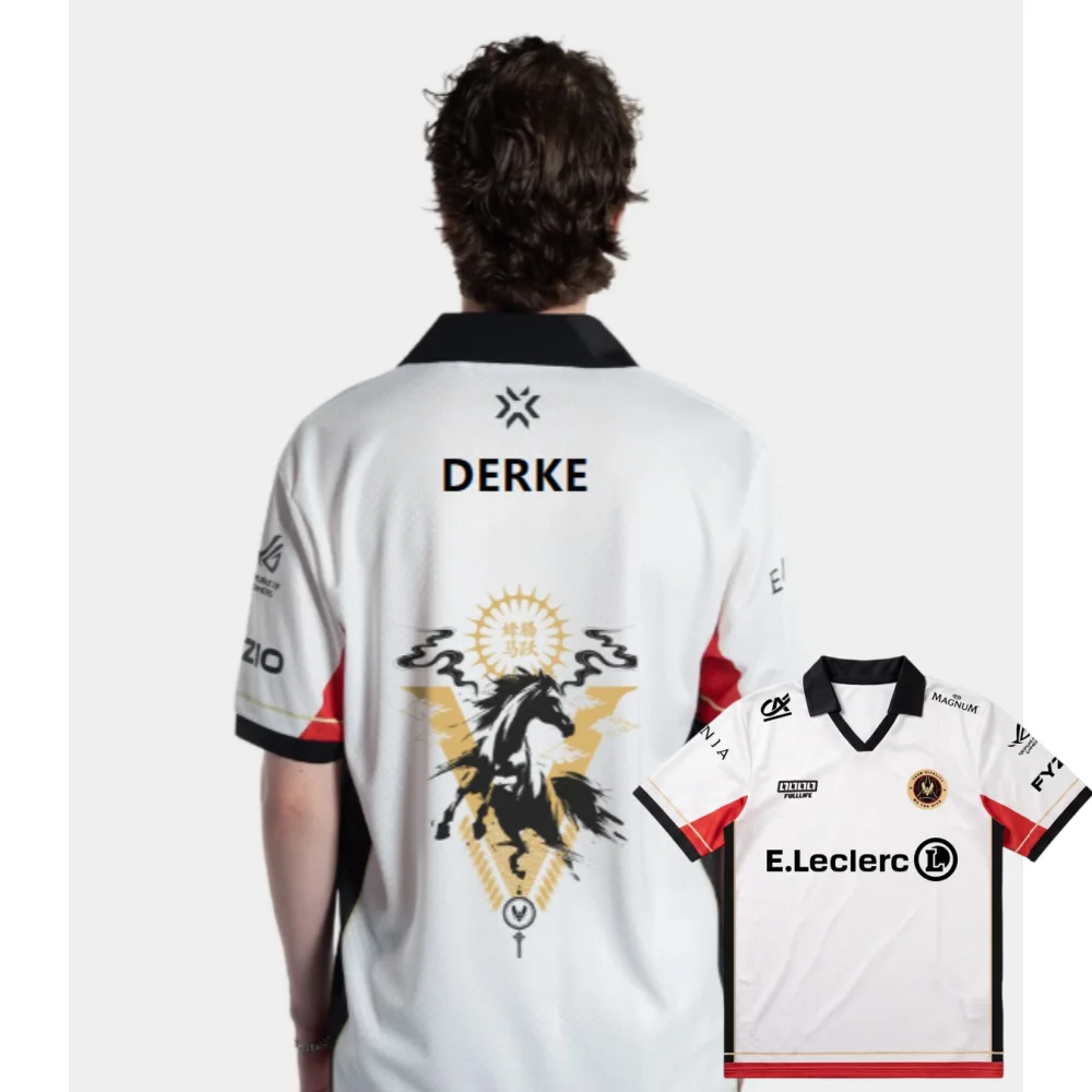 2026 Team Vitality VALORANT Derke Fan Alternate Jersey Chronicle Training Breathable Quick-dry T-shirt Men's Polo V-Neck Tops