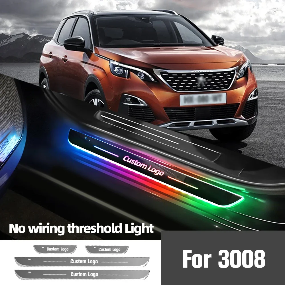 

For Peugeot 3008 2008-2023 2015 2016 2018 2020Car Door Sill Light Customized Logo LED Welcome Threshold Pedal Lamp Accessories