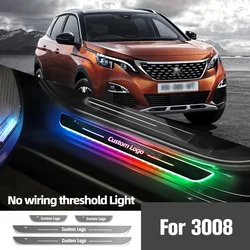 For Peugeot 3008 2008-2023 2015 2016 2018 2020Car Door Sill Light Customized Logo LED Welcome Threshold Pedal Lamp Accessories