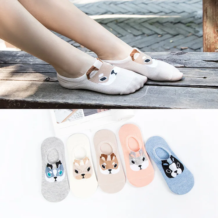 5Pairs New Arrivl Women Cotton Pink Cute Cat Ankle Socks Short Women Socks Casual Animal Ear Red Heart Gril Socks 35-40