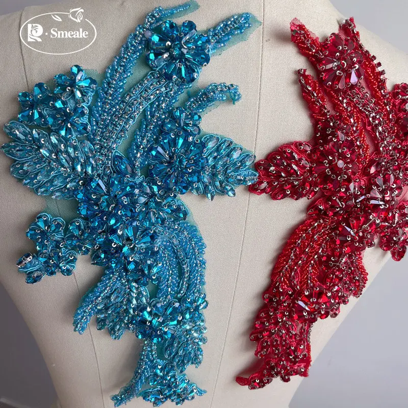 Handgenähte Glas-Bohrspiegelblumen, Funkelnde Strasssteine, für Mäntel, Taillenbänder, Schultern, Hochzeitskleider, DIY-Applikation, RS4162 – Detail 3