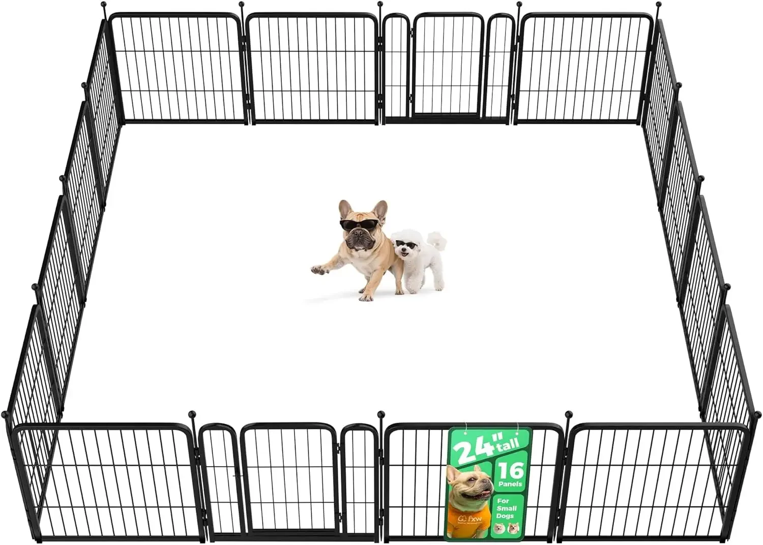 Rollick Unleashed Dog Playpen For Indoor, Yard, Rv Camping, 24 Inch 16 Panels F…