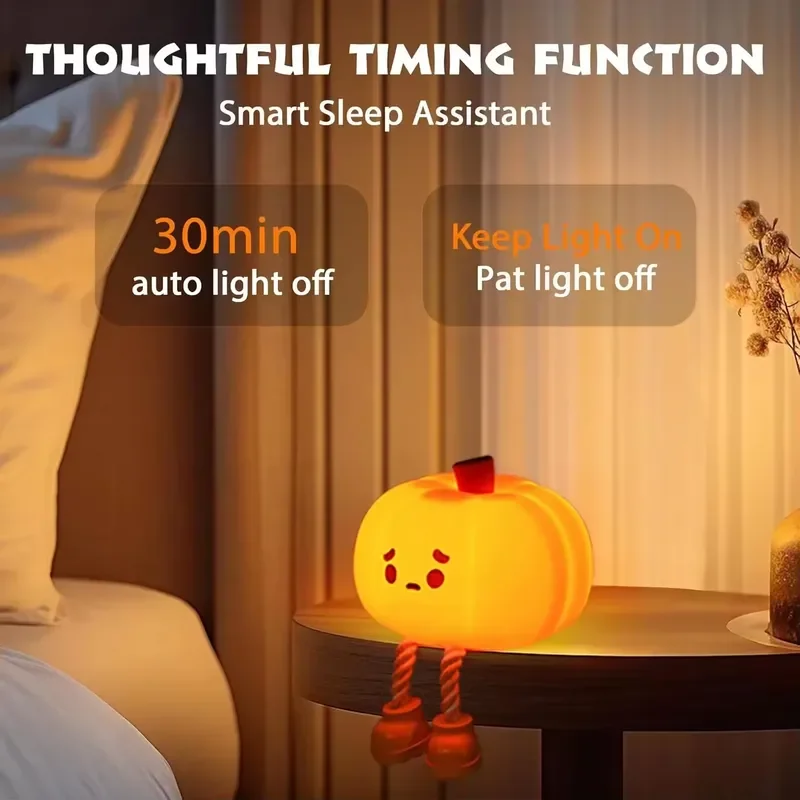 Cute Pumpkin Silicone Night Light Cartoon Children Room Decoration Warm Gift
