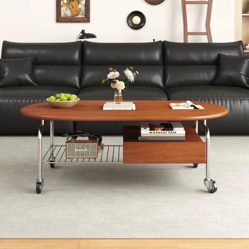Wheel Metal Coffee Tables Space Saving Storage Modern Drink Coffee Tables Classic Wabi Sabi Muebles Para Salas Home Furniture