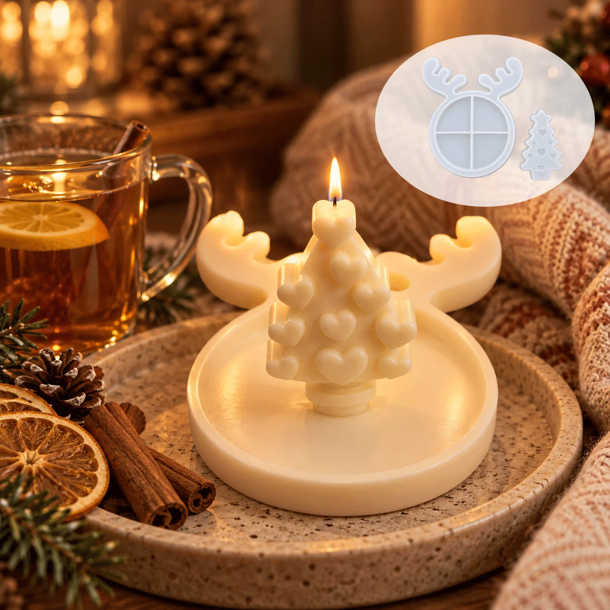 Reindeer Antler Tray & Heart C - đánh giá và giá Silicone Epoxy Resin Molds Set