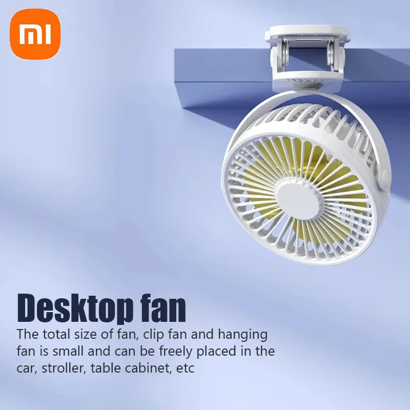 مروحة كهربائية محمولة قابلة لإعادة الشحن من Xiaomi 720 °   الدورية كليب مروحة ليلة ضوء مبرد الهواء التخييم في الهواء الطلق مروحة صغيرة التهوية