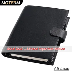 Limited Imperfect Moterm Luxe 2.0 Series A5 Size Planner Pebbled Grain Leather Notebook with 30MM Ring Agenda Organizer Notepad
