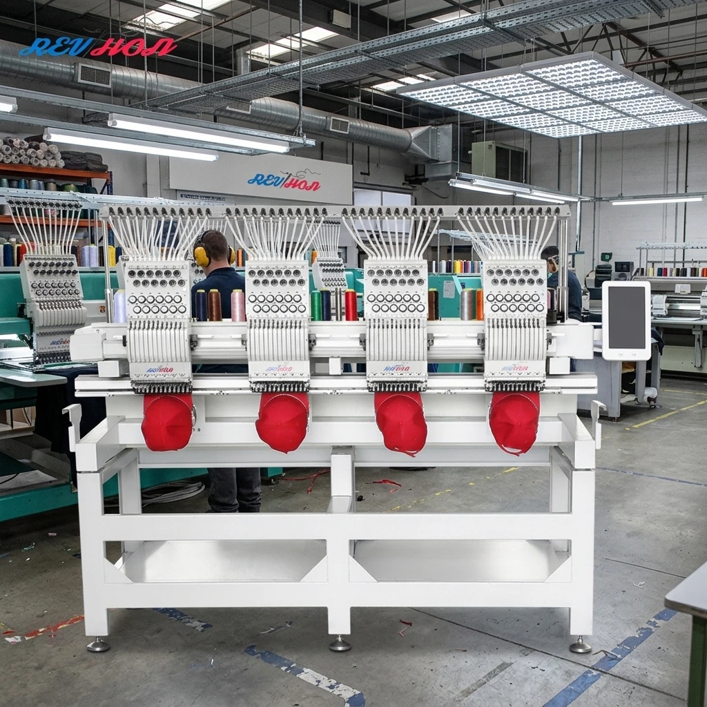 REVHON Quality Technology Combined 15 Four-Head Cap Embroidery Machine Automatic Computerized Operation 1000 RPM 110V Embroidery